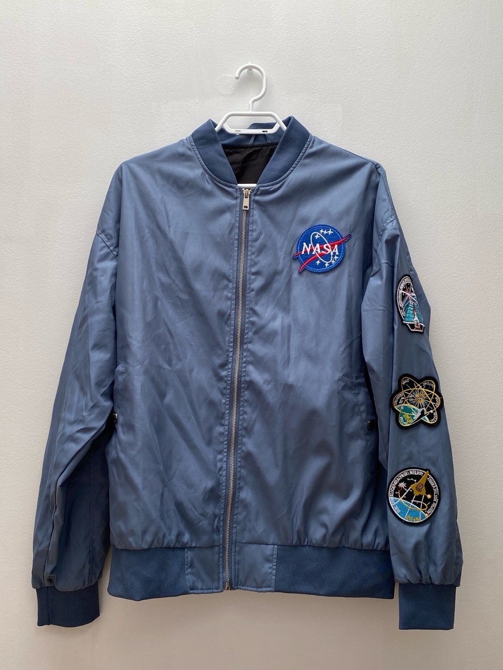 NASA - Blue Patchwork Unisex Windbreaker Varsity Jacket
